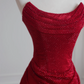 Deep red strapless fitted waist bodycon long sexy ball gown/bridal dress R8235