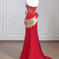 Red strapless, fitted waist, bodycon, sexy and elegant long ball gown/bridal dress R8255