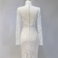 White lace round neck fitted waist sexy long ball gown/bridal dress R9041
