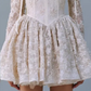 White lace feminine square neck long sleeve waist slim short skirt homecoming dress R4716