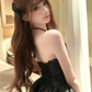 Black halter neckline lace design waist slim bud skirt short skirt homecoming dress R4231