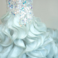 White strapless fitted bodice with light blue long skirt - ball gown R8891