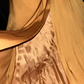 Gold satin one-shoulder fitted waist elegant long ball gown R6854