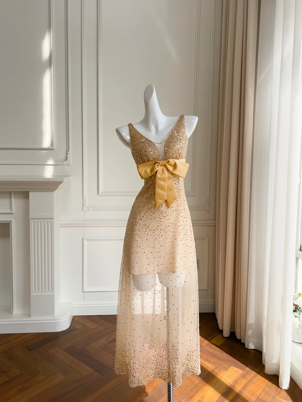 Gold strap diamond waist slim sexy short skirt homecoming dress R5225