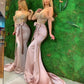 Off the Shoulder Prom Dresses Feathers Bow Beaded Evening Dress Custom Made Mermaid Lace Appliques Party Gown      S4923