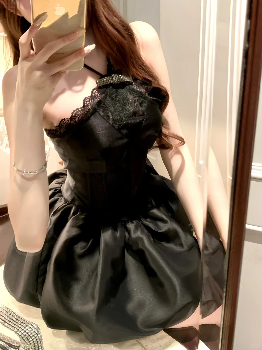 Black halter neckline lace design waist slim bud skirt short skirt homecoming dress R4231