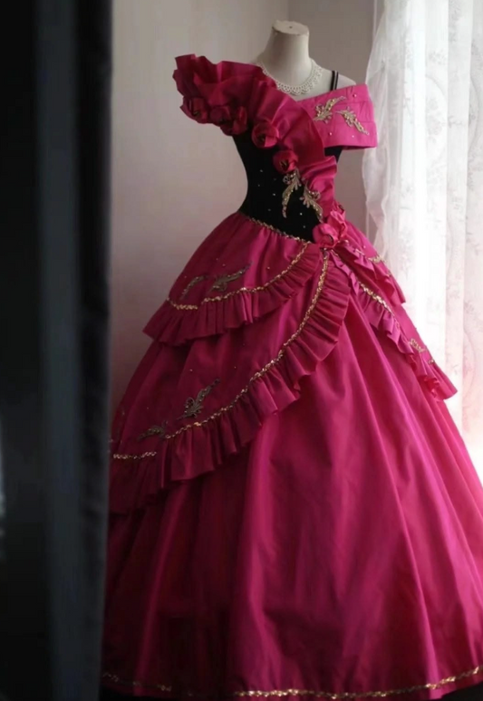 Stunnning Sleeveless Embroidered Prom Gown Barbie Pink Women's Maxi Evening Dress Birthday Dress RS2775