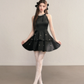 Black sleeveless slim waist A-line short skirt homecoming dress R5404