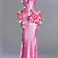 Pink 3D floral strapless waist-cinching hip-hugging sexy long ball gown R6455