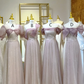 Light purple waist-cinched, slim-fit and figure-flattering ball gown, bridesmaid dress R5936