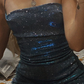 Blue sequined suspenders waist slim hip skirt homecoming dress R5504