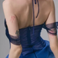 Blue halter neck tube top waist slim fit sexy gradient skirt short skirt homecoming dress R4555