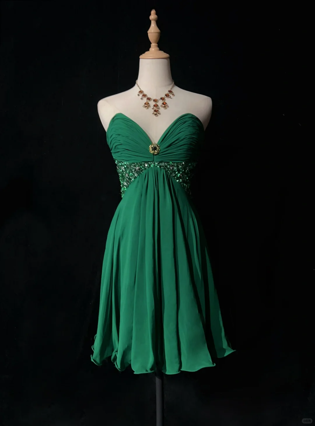 Green tube top pleated high waist sexy skirt homecoming dress R4963