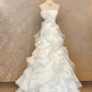 White halter-neck fitted dress with lace skirt, elegant ball gown/bridal gown R7227