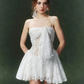 White lace suspenders waist slim cute sexy short skirt homecoming dress R4758