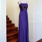 Purple halter-neck fitted long elegant ball gown R8058
