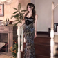 Sexy hot girl lace suspender dress 2025 leopard print waist hip fishtail skirt R1203