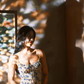 Dress Blue Butterfly Holiday Floral Waist Slimming Hip Sling Long Dress R2907