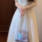 Beautiful dress French square neck puff sleeve dress temperament waist A-line dress R0643