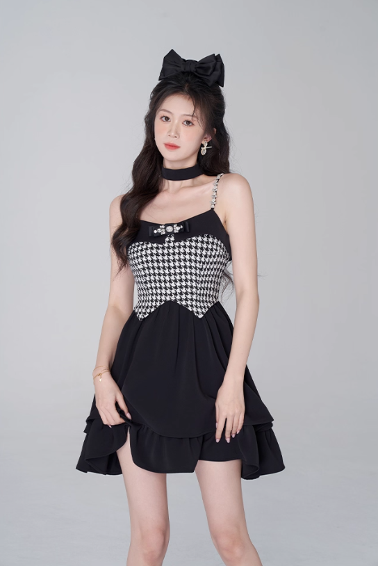 Pure desire little fragrance style suspender dress black sweet princess dress R4113