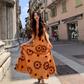 Island travel outfit holiday print dress bohemian beach dress R1562
