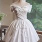 White one-shoulder gentle sexy waist slim A-line short skirt homecoming dress R3361
