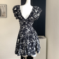 French floral V-neck short dress for women summer ruffled skirt R1991