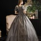 French Chic Gray Prom Gown , Embroidery Victoria Corset Maxi Evening Dress Ball Gown RS1456
