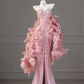 Pink tube top slim waist hip sexy long skirt, prom dress R5299