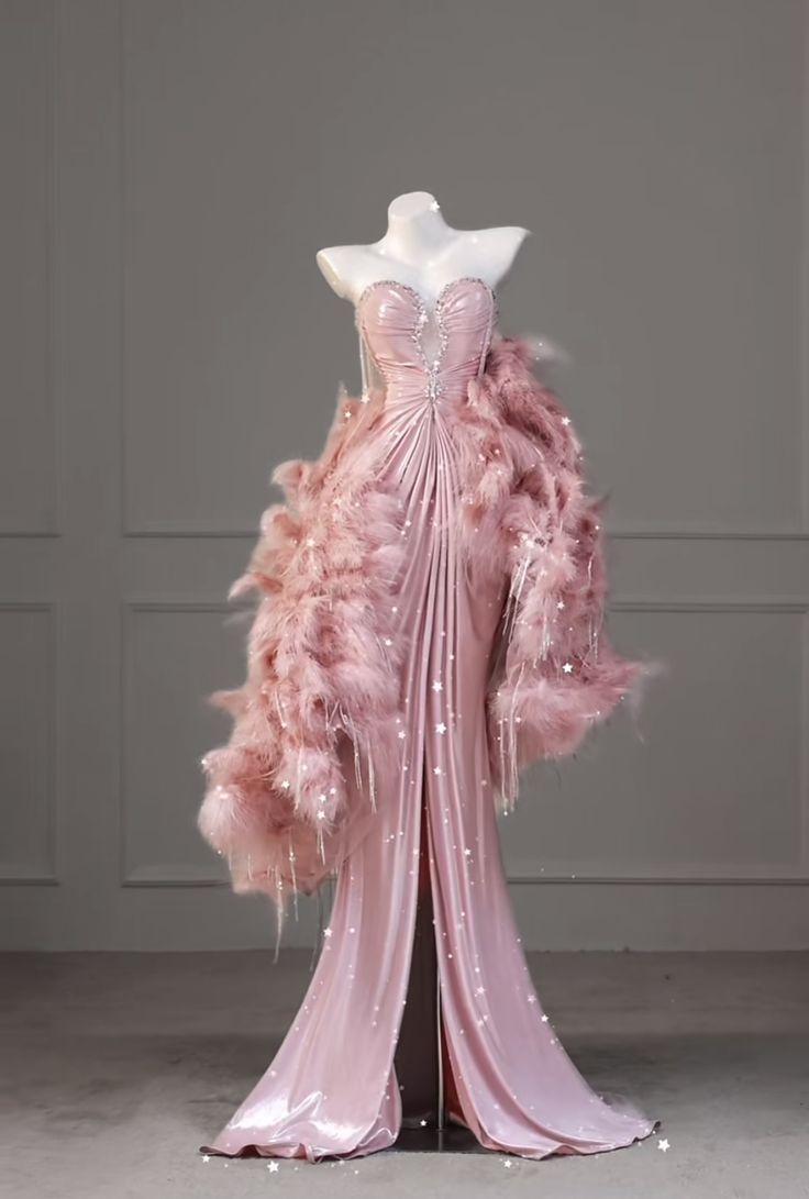 Pink tube top slim waist hip sexy long skirt, prom dress R5299