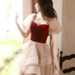 French Chic Contrast Homecoming Dress ,A-Line Square Beading Corset Pretty Short Prom Dress RS1003