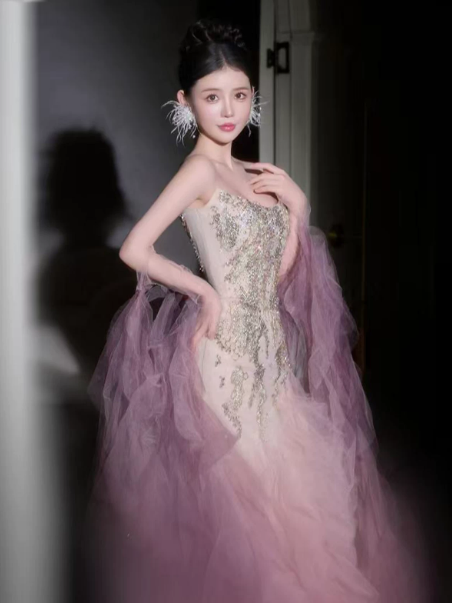Romantic Pink Prom Dress ,Tulle Bodycon Maxi Evening Dress RS1249