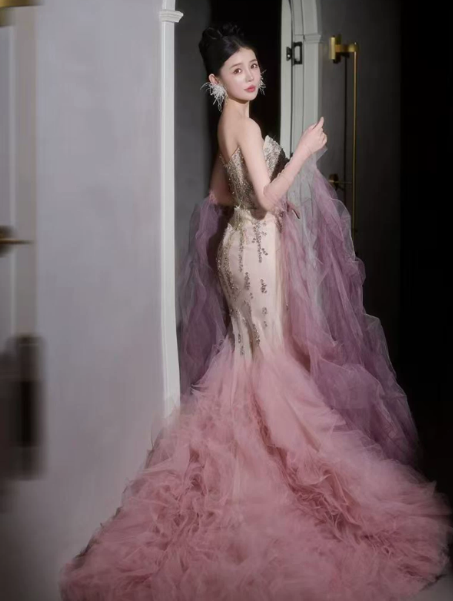 Romantic Pink Prom Dress ,Tulle Bodycon Maxi Evening Dress RS1249