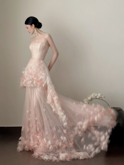 Gorgeous Blush Pink Prom Gown ,Applique Bodycon Gentle Maxi Evening Dress RS1264