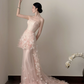 Gorgeous Blush Pink Prom Gown ,Applique Bodycon Gentle Maxi Evening Dress RS1264