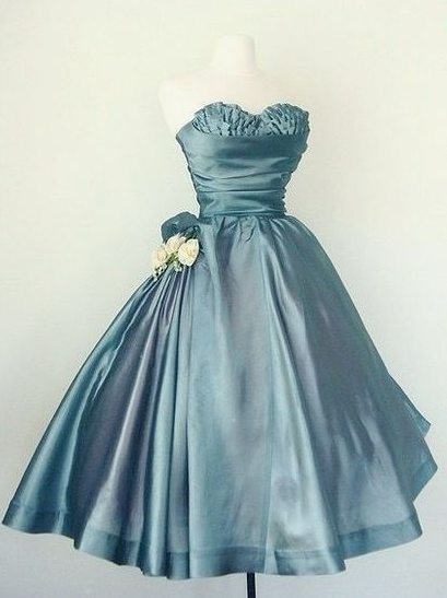Elegant Blue Prom Gown ,Silky Satin Corset Maxi Evening Dress RS1265