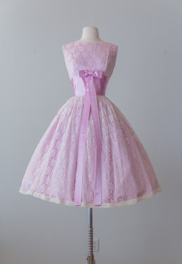 Pretty Pink Homecoming Dress ,Lace Bow Decor Corset Short Prom Dress RS1258