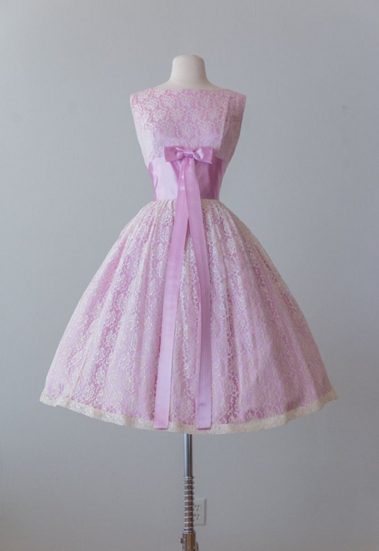 Pretty Pink Homecoming Dress ,Lace Bow Decor Corset Short Prom Dress RS1258