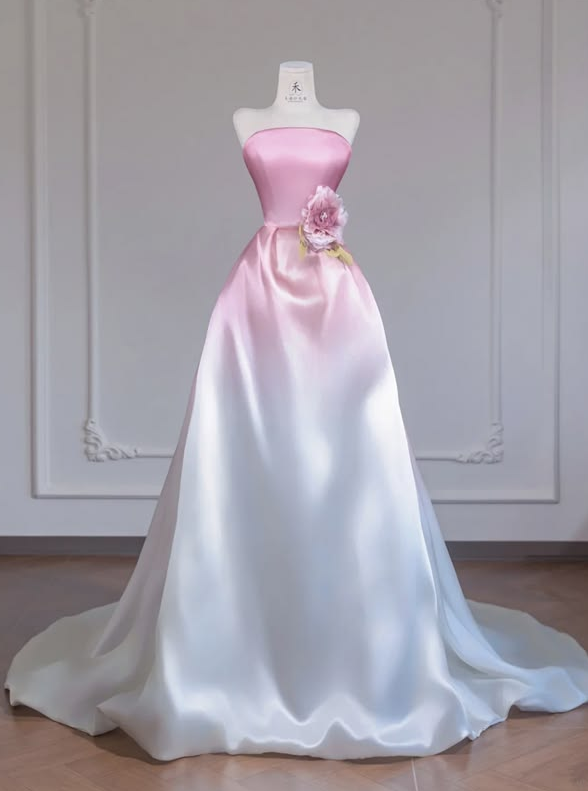 Romantic Gradient Prom Gown ,Silky Corset Elegant Maxi Evening Dress RS1268