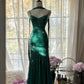 French Chic Mermaid Spaghetti Straps Long Women Dress with Paillette Evening Dress Prom Dress RS108