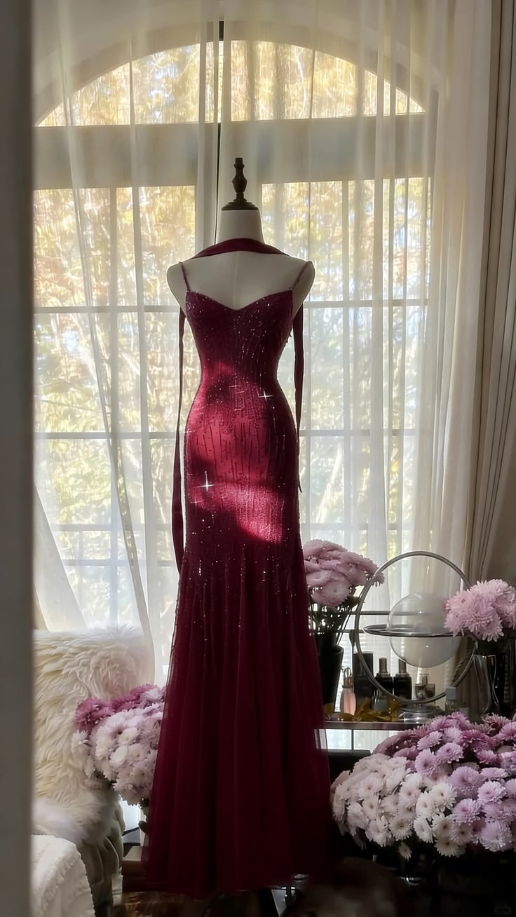 French Chic Mermaid Spaghetti Straps Long Women Dress with Paillette Evening Dress Prom Dress RS108