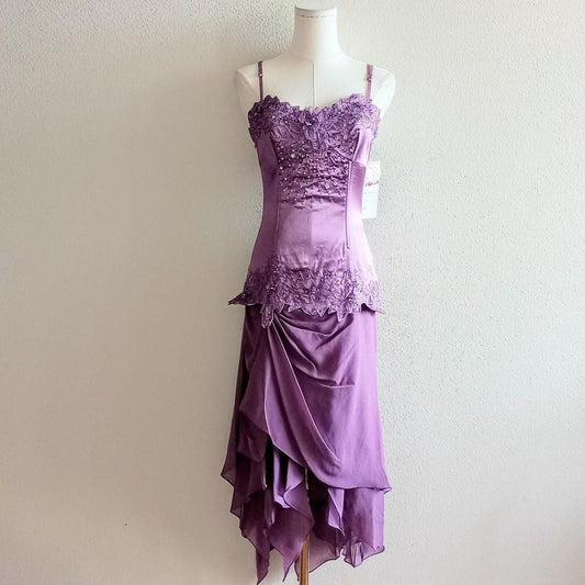 Casual Lavender Sheath Spaghetti Straps Mini Women Dress with Embroidery Party Dress Prom Dress RS109