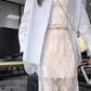 Unique beautiful blue long-sleeved shirt lace skirt two-piece suit 2025 R0860
