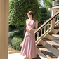 Solid color long waist suspender dress French retro slim skirt R4945