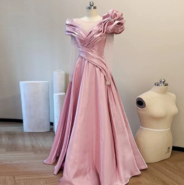 Elegant Pink Prom Gown ,Princess Style V-neck Maxi Birthday Dress Evening Dress RS1288