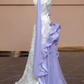 Romantic Purple Prom Gown ,3D Floral Maxi Birthday Dress Evening Dress RS1289