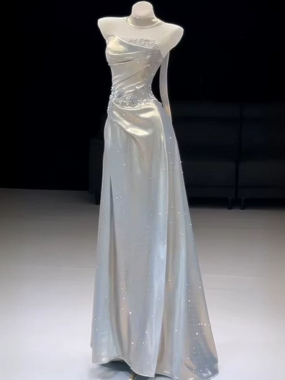 Elegant Sliver Prom Gown ,Glitter Sequins Maxi Celebrity Dress Evening Dress RS1290