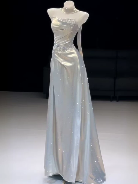 Elegant Sliver Prom Gown ,Glitter Sequins Maxi Celebrity Dress Evening Dress RS1290