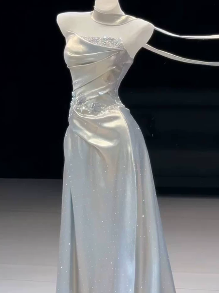 Elegant Sliver Prom Gown ,Glitter Sequins Maxi Celebrity Dress Evening Dress RS1290