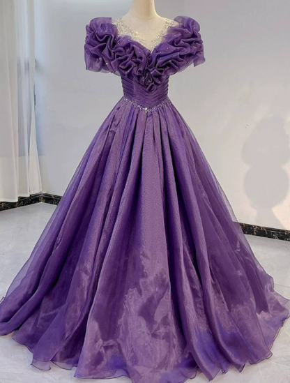 Charming Purple Prom Gown ,Glitter Sequins Maxi Celebrity Dress Evening Dress RS1291